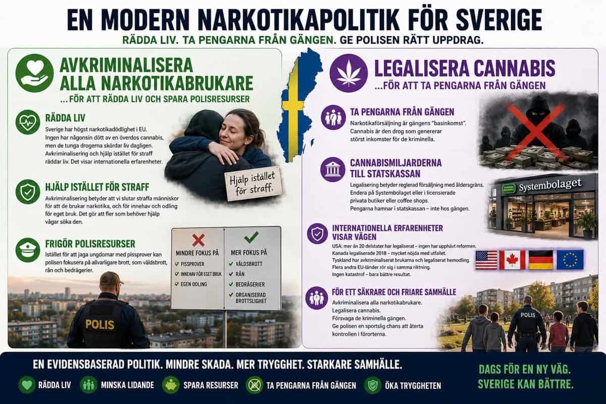 Legalisera cannabis och avkriminalisera narkotikabruk!