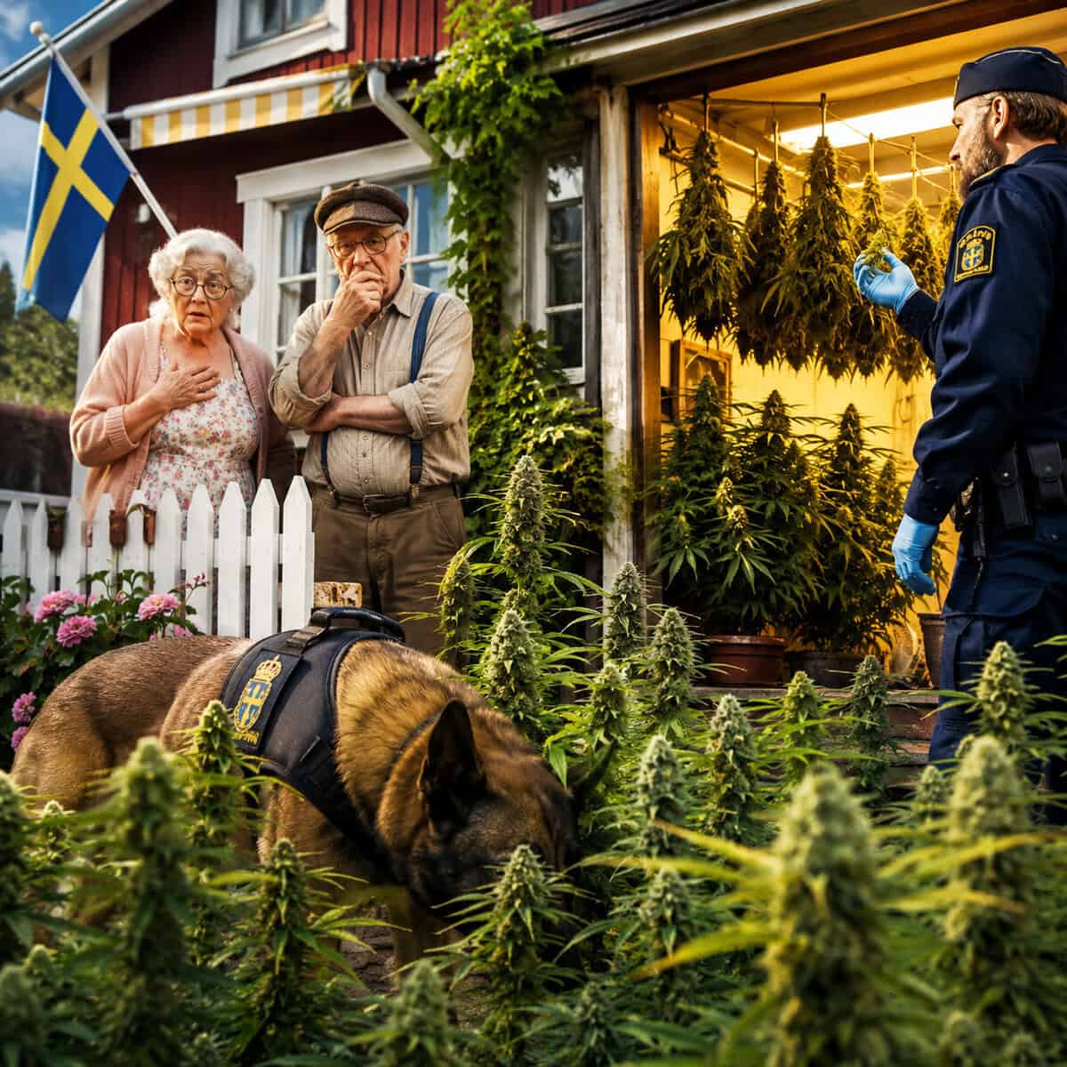 Äldre par i 70-årsåldern döms för cannabisodling – avslöjades av polishund på helt annat uppdrag…