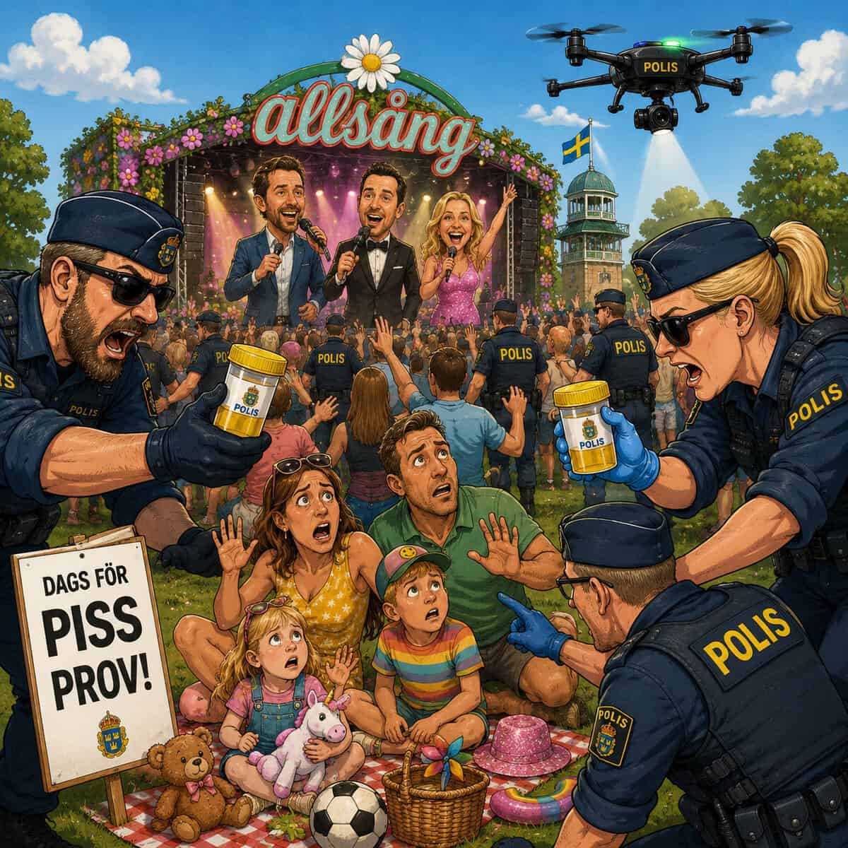 Pissprov på festival är Sveriges märkligaste sommarnöje för våra poliser!