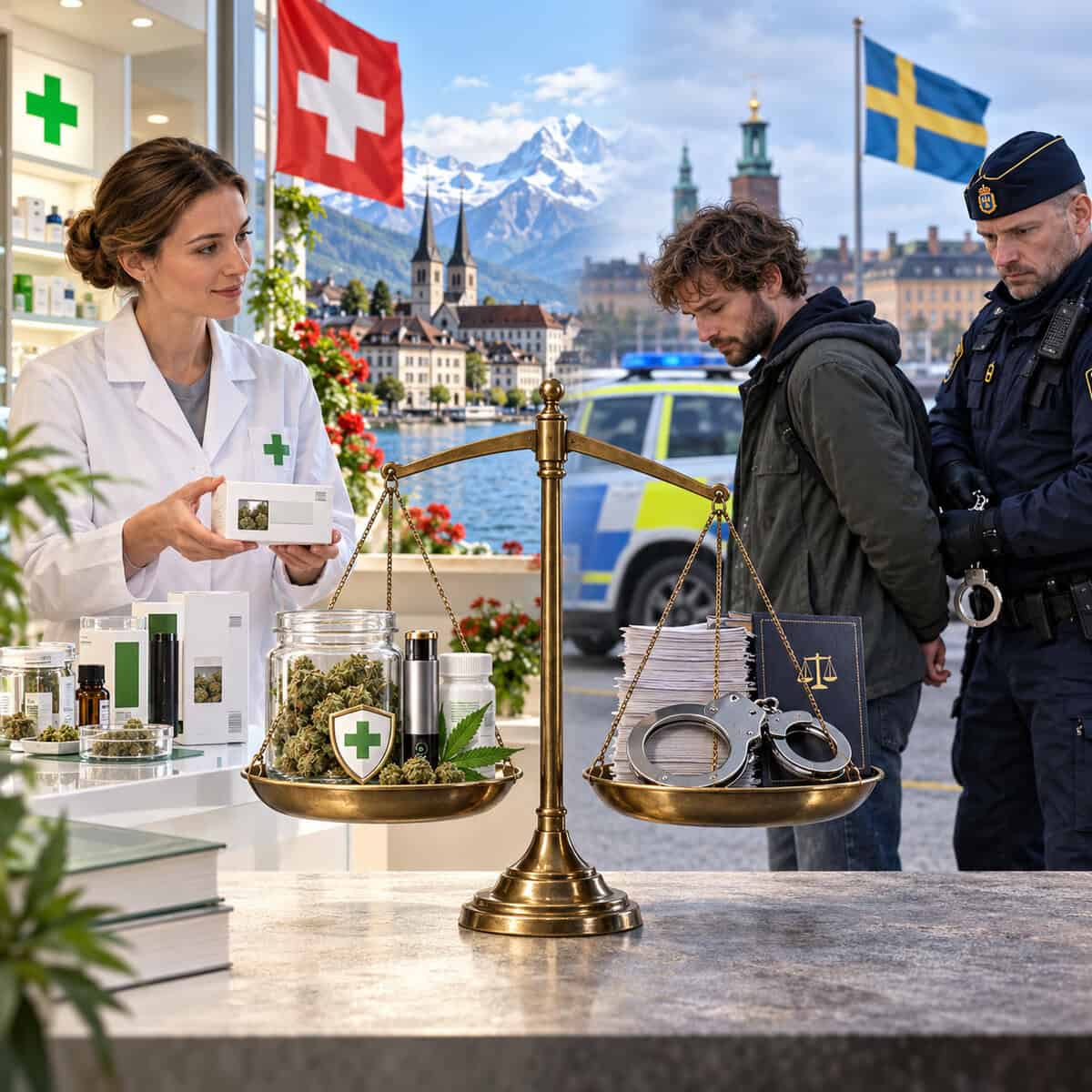 Schweiz testar tryggare cannabis medan Sverige håller fast vid straffen